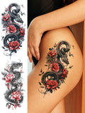 Qfdian  Waterproof Temporary Tattoo Sticker Plum Blossom Dragon Flower Arm Back Thighs Fake Tatto Flash Tatoo Tato for Girl Women Men