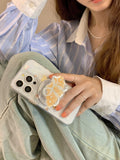 Qfdian INS bowkbot croissant stand holder magnetic phone case for iphone 15promax 13 14promax 15pro 12 15 pro max 14 milk bread funda