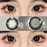 Qfdian  2pcs Myopia Lenses Black Color Contact Lenses with Prescription Degree 14.5mm Natural Soft Contact Lens for Eyes Yearly