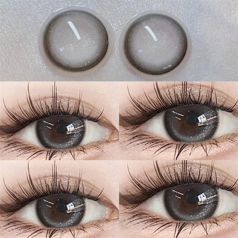 YIMEIXI 2pcs Yearly High Quality with Diopter Myopia Fashion Round Beauty Pupil Natural Contact Lenses for Eyes