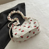 Qfdian  Women Summer Kawaii Cute Strawberry Print Shoulder Bags Fashion Y2k Aesthetic Casual Underarm Bag Japanese Fairy Sweet Handbags
