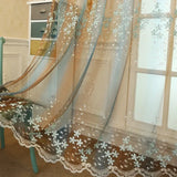 Qfdian  European Pastoral Embroidered Flower Curtains for Living Dining Room Bedroom White Gauze Bay Window Korean Window Screen Balcony