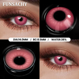 Qfdian  1 Pair Red Cosplay Witch Contact Lenses Halloween Black White Makeup Lens Crazy Party Role Playing Eye Contacts Lens