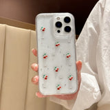 Qfdian  Applicable to Apple 16promax mobile phone case, new iphone16 three-dimensional glitter, cherry 16pro advanced sense plus