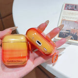 Qfdian  Artistic beauty smudge orange sunset suitable for AirPods1/3 protective case Apple airPods4 Bluetooth headset cover