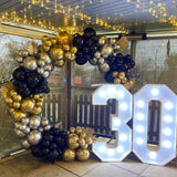 Qfdian  Black Gold Silver Balloon Garland Arch Kit Metallic Gold Chrome Silver Balloons Graduation Birthday Party Decorations New Year