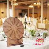 Qfdian  Wedding Challenge Spinning Wheel, Wooden Prize Tabletop Spinner Erasable Raffle Spinning Wheel for Wedding School Home Party
