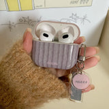 Qfdian Korea lovely pink wave point cover stripe pattern tpu soft case for apple airpods pro 2 3 4 silicone earphone shell