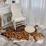 Qfdian  Sika Deer Skin Area Floor Rug Imitation Animal Skin Pelt Shape Handmade  Velvet Imitation Carpert