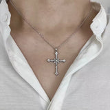 Zirconia Cross Crystal Pendant Necklace Silver Color Box Chain Female Choker Necklaces Fashion Jewelry Gifts For Women Girls
