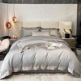 Qfdian Premium 1000TC Egyptian Cotton Luxury Gold Embroidery Hotel Style Bedding Set Duvet Cover Flat/Fitted Bed Sheet Pillowcases 4Pcs
