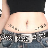 Qfdian  3pcs Waterproof Temporary Tattoo Sticker Black Blue Stars Geometric Cute Fun Pattern Body Art Arm Fake Tattoos Sleeve Women Men
