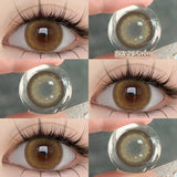 Qfdian  2PCS Big Grey Contact Lenses for Eyes Myopia Colored Contact Lens Natural Brown Pupils Gradient Contact Lens Black Lens