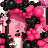 Qfdian  74Pcs Black Rose Red Balloons Arch Garland kit,for Birthday Party Anniversary Weddings Singles' Party Valentine's Day Decoration