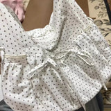 Qfdian  New Vintage Dots Bow Office Lady Underarm Bag Korean Fashion Women Shoulder Bags Y2k Aesthetic Casual Purses and Handbags