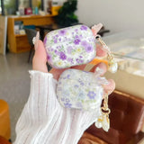 Qfdian  Transparent purple flower is suitable for Apple airpods4th generation Bluetooth headset case Airpodspro2nd generation