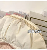 Qfdian Contrast Color Patchwork Pleated Backpacks College Casual Travel Bags for Women Y2k Aesthetic All Match Trendy Simple Schoolbags