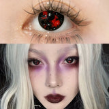 Qfdian 1pair Genshin Arlecchino Cosplay Color Contact Lenses Halloween Scary lens Softlens