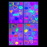 Qfdian  4 Sheets Neon Lip Heart Tattoo Stickers Waterproof Temporary Tattoos for Valentine'S Day Music Parties Romantic Gifts