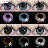 Qfdian  1 pair New Purple Halloween Colored Contact Lenses Beauty Myopia Lens for Eyes Fashion Big Eye Lenses Natural Blue Lenes
