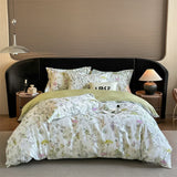 Qfdian 600TC Egyptian Cotton Flowers Butterfly Print Bedding Set Single Double Queen King Size Duvet cover Set Bed Sheet Pillowcases