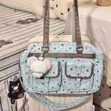 Qfdian Transparent Jk Girls Kawaii Women's Handbags Casual All Match Star Print Underarm Bag Y2k Aesthetic Fashion Shoulder Bags Trendy