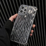 Qfdian Luxury Silver Tin Paper Phone Case For Iphone 15 14 13 12 11 Pro Max X XS Max XR Water Ripple Shockproof Protection Soft Cover