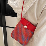 Qfdian  Women Vintage Crochet Mini Cellphone Bag Trendy Casual Travel Shoulder Crossbody Bags New Streetwear Fashion Purses and Handbags