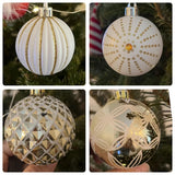 Qfdian  30Pcs 6cm Gold White Christmas Balls Ornament Xmas Tree Hanging Pendant Navidad Party Decoration for Home New Year Gifts