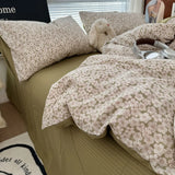 Qfdian  Duvet Cover Set  A-class Ultra Soft Jacquard Double-layer Yarn Washed Cotton Bedding Set  Floral Bed Sheet