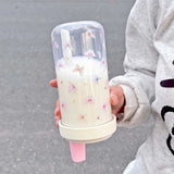 Qfdian  Original Design Purple Bow Water Cup With Straw Cute Coffee Bubble Milk Tea Plastic Cup Large Capacity Students Water Bottle New