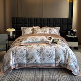 Qfdian Premium 1000TC Egyptian Cotton Chinese Style Flowers Bird Print Luxury Bedding Set Duvet Cover Flat/Fitted Bed Sheet Pillowcases