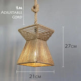Qfdian  Spain Sisal Hemp Rope Pendant Light Ceiling Lamp Lustre Hanging Chandelier Iron Hand Braiding Rustic Retro for Dining Room Decor