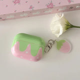 Qfdian Korea Lovely Fresh Strawberry Pattern Silicone Earphone Case for AirPods 2 3 4 Pro 2nd Generation Protective Cover Cute Pendant