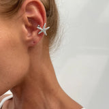 Qfdian  Vintage Flower C Shape Ear Cuff Silver Golded Starfish Shell Ring Clip Irregular Shape Minimalism C-shaped Ear Clip Travel