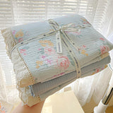 Qfdian  INS Princess Bedding Set Ruffle Lace Quilt Cover Romantic Bedclothes Woman Girls Home Decor Duvet Cover Set Korean Style Floral