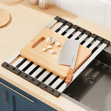Qfdian  304 Stainless Steel Dish Drain Rack Multi Functional Drain Rack High Temperature Resistant Sink Organizer Kitchens Accessories