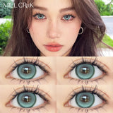 Qfdian Green Contact Lens Belt Grade 14.5MM Big Eye Thai Milk Tea Series Grey GDIA: 14.2MM 1 Year Use Soft Hydrogel WT: 40%