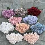Qfdian  5 Heads Hydrangea Bouquet Silk Artificial Flowers for Party Wedding Living Room Decoration Accessories Home Decor Fake Flowers
