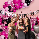 Qfdian  Hot Pink Balloon Garland Arch Kit Pastel Pink Black Latex Balloon Wedding Valentines Day Bridal Shower Birthday Party Decoration