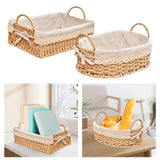 Qfdian Woven Storage Baskets Kitchen Organizer Handwoven with Handles Cosmetic Box for Breakfast Fruit Bedroom Bathroom Home Decorative
