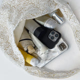 Qfdian Lace countryside style shoulder bag for women, simple and fashionable, large capacity commuting tote bag, shoulder bag