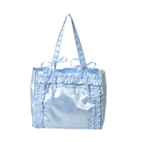 Qfdian 2025 New Women Vintage Students Tote Bags Fashion Transparent All Match Shoulder Ita Bag Casual Chic Bow Y2k Aesthetic Handbags