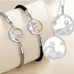 2PCS The Little Prince and the Fox Adjustable Braided Rope Bracelets for Couples Friendship Jewelry Wedding Gift