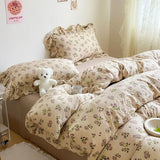 Qfdian Ins Girl Bedding Set Heart Cherry Duvet Set With Double Layer Yann Pink Four PIECE Set Simple Washing Cotton Bed Sheet Bed Sheet