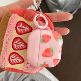 Qfdian Korea Cute Pink Strawberry Pattern Silicone Earphone Case for AirPods Pro 2 AirPods 4 AirPods 1 2 3 Soft Protection Cover Coque