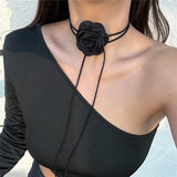 Romantic Gothic  Phantom Flower Clavicle Chain Necklace for Women Ladies Korean Fashion Adjustable Rope Choker Y2K Accessories