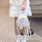 Qfdian Women Students Kawaii Cute Mini Backpack Preppy Sweet Flower Print Chic Schoolbags Korean Y2k Aesthetic Fashion Girls Backpacks