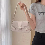 Qfdian Fashion Women Sweet Kawaii Top-Handle Bags Korean All Match Fairy Shoulder Underarm Bag Office Lady Elegant Purses and Handbags