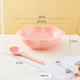 Qfdian  1pc Creative New Style Ceramic Tableware Household Kitchen Restaurant Supplies Anti Scalding Double Ear Pink Cute Love Soup Bowl